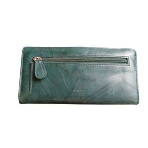 Genuine Leather Long Wallet With Silver Holds 12 Credit Cards, Cash Coins #1548‎